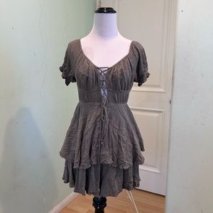 NWOT Sage Green Bohemian Peasant Cottagecore Ruffle Romper Jumpsuit